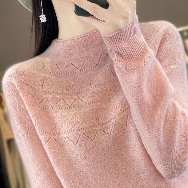 Women's Cashmere Sweater Qinghe Cashmere 30% Cashmere 70% Wool Women's Autumn and Winter Cashmere Pullover Soft and Warm