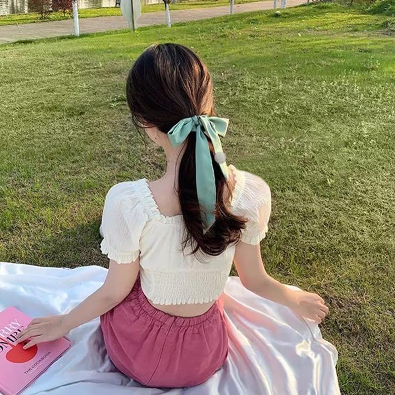 Satin Large Intestine Sweet Hair Band Simple Bow Fashionable Black Mourning Hair Rope