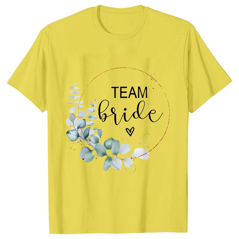 Team Bride Bridesmaid Bridal Flower Wreath Tees Unisex’s Bachelorette Party Tops Friends Wedding Single Farewell Shirt Clothing