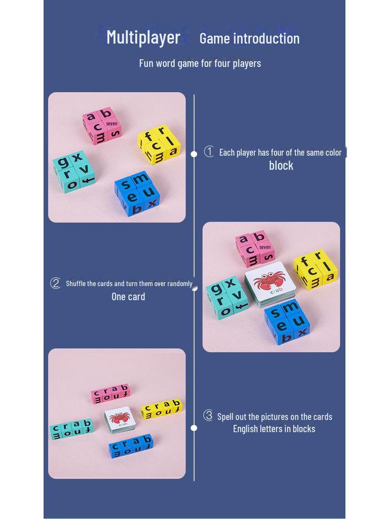 Wooden Puzzle: 26 English Letters Word Game for Kids - Early Childhood Educational Spelling Toy