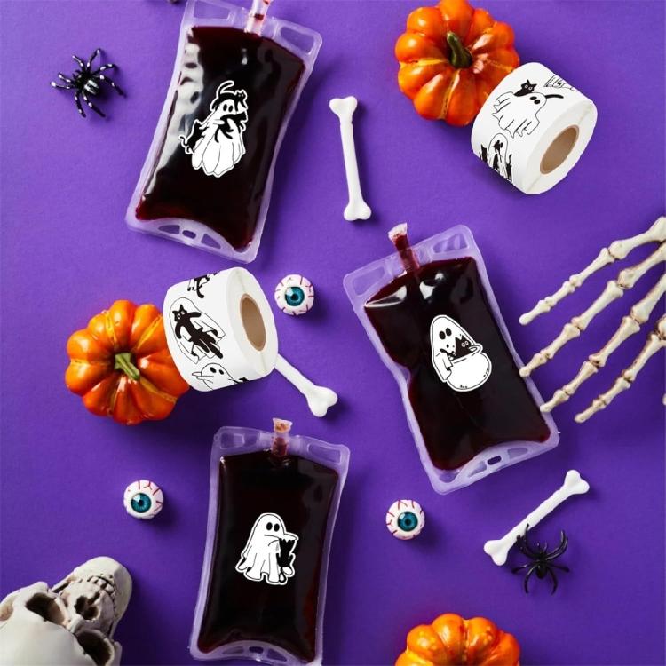 500Pcs Halloween Ghostly Sticker Removable Wrapping Label for Seal Envelope Invitation Card Packaging Scrapbooking