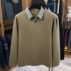 Men's Faux Layered Waffle Knit Sweater with Shirt Collar