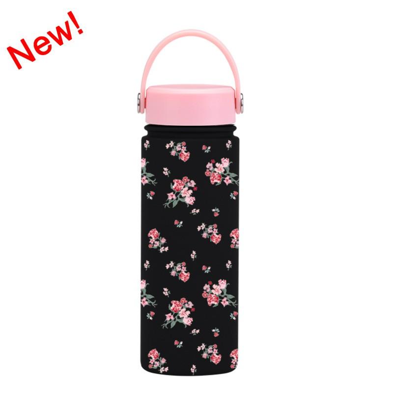 Stainless Steel Insulated Water Bottle 550ml Wide Mouth Portable Travel Mug With Handle Outdoor Gym Office