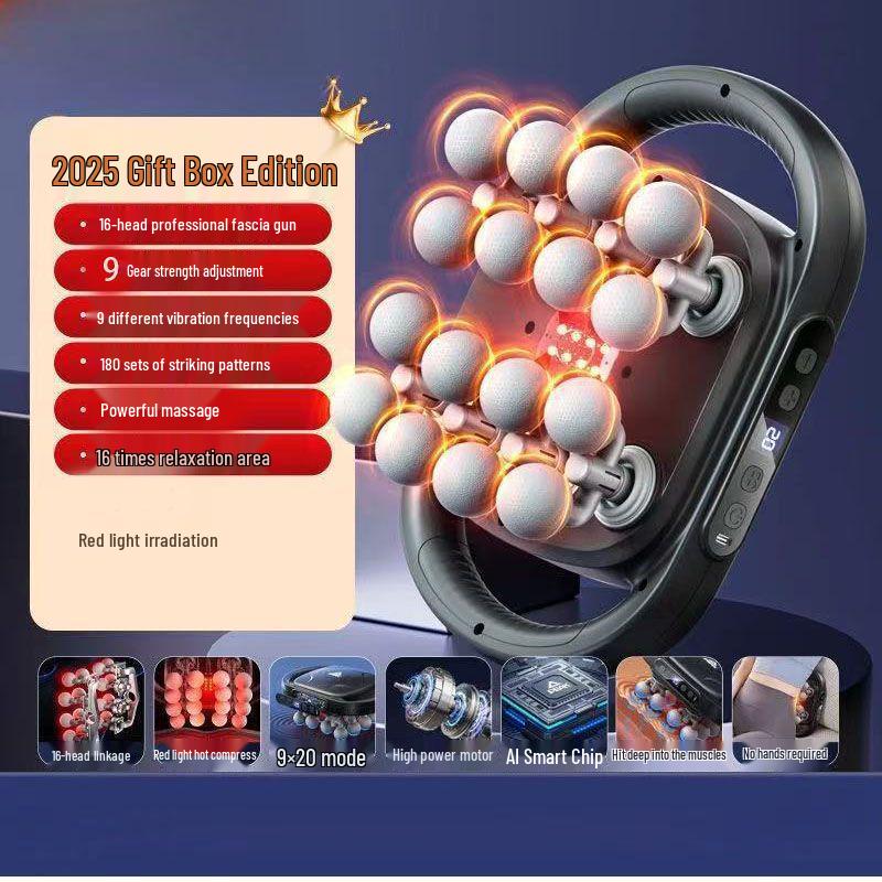 16-Head Professional Neck and Back Fascia Massager for Deep Muscle Relaxation