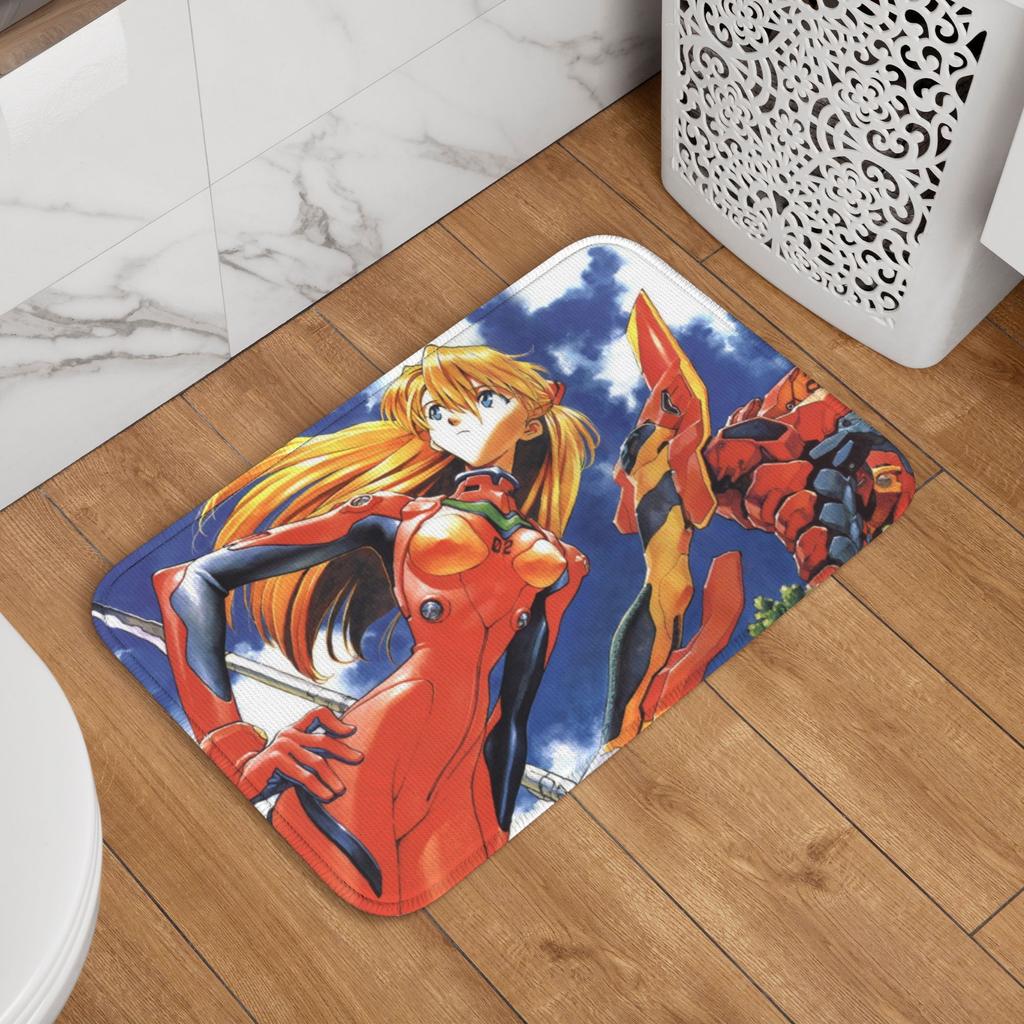 Manga Evangeliones Floor Door Kitchen Bathroom Mat Anti-Slip Outdoor Doormat Garden Living Room Entrance Rug Carpet Footpad