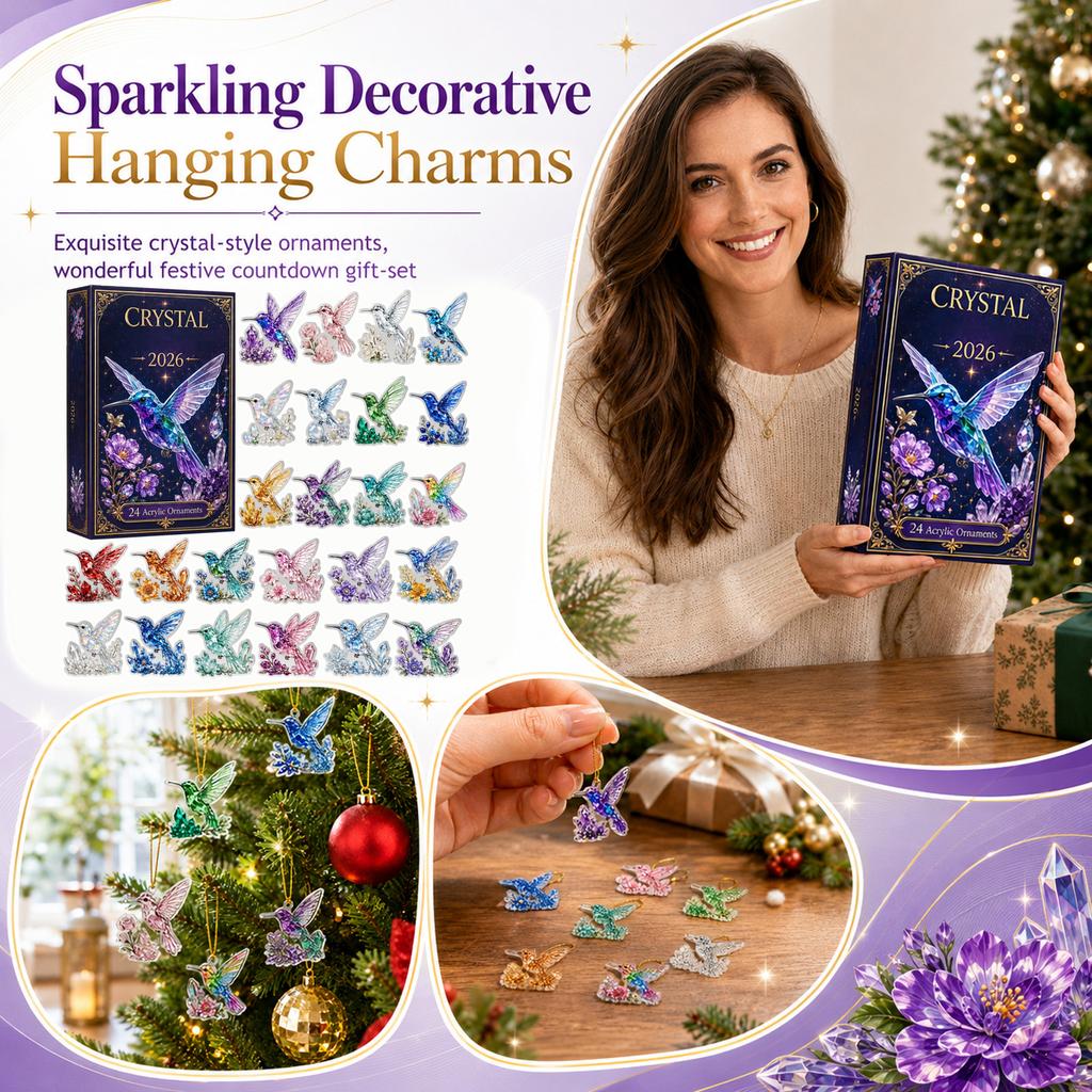 Acrylic Countdown Hanging Ornament with Texture and Flat 2D Design, Gift Box
