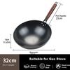 Iron Wok, Round Bottom, Traditional Forged Iron Pan, No Coating, for Home Use, Seasoned, 32cm