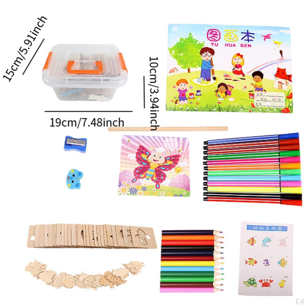 Kids Wooden Drawing Stencils Painting Creative Accessories DIY Art Crafts Stencil