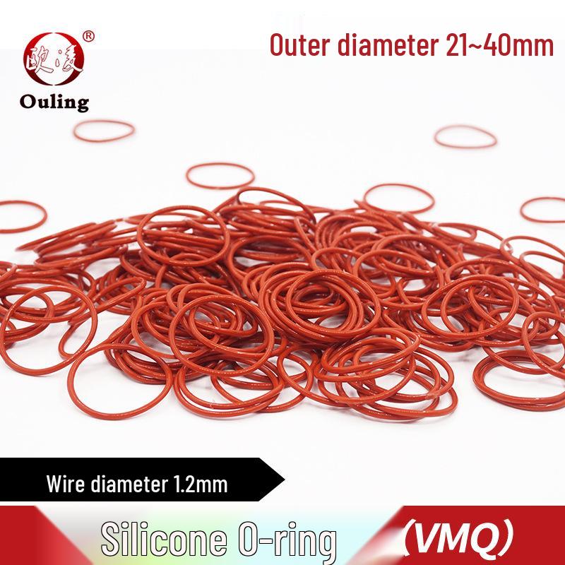Eco-Friendly Red Silicone O-Ring Seal, OD 21-40mm, Width 1.2mm OD 21*1.2mm (5 pcs) Red Silicone O-ring