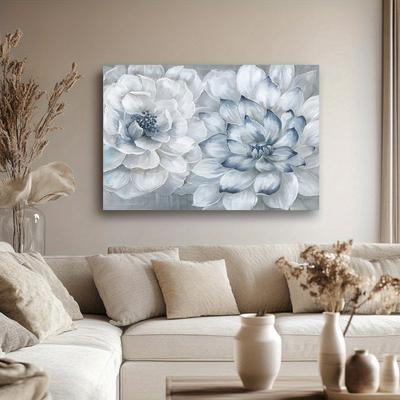 Lienzo abstracto con diseño floral azul, póster de flores nórdicas e impresiones, imágenes artísticas de pared para la decoración del hogar y la sala de estar.
