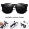 Polarizing Color Changing  Photochromic Vintage Clip Glasses Night Vision Driving Goggles Men Women Clip On Sunglasses