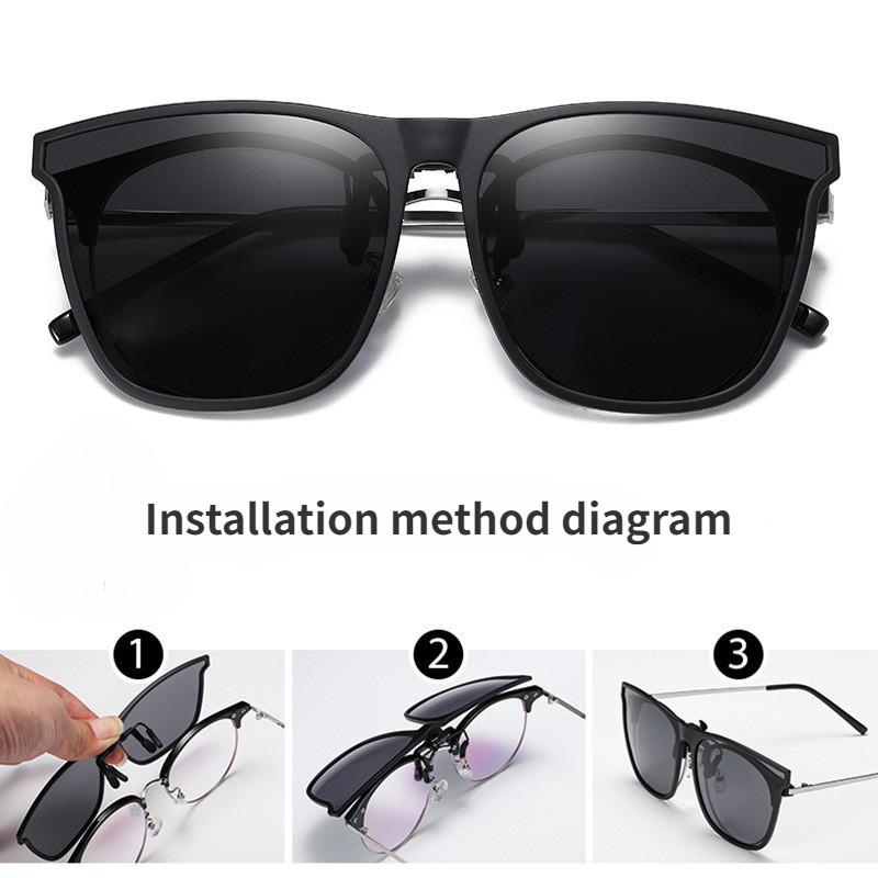 Polarizing Color Changing  Photochromic Vintage Clip Glasses Night Vision Driving Goggles Men Women Clip On Sunglasses