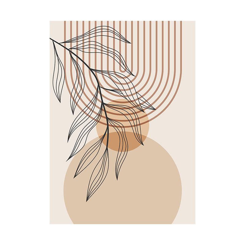 Nordic Bohemian Canvas Painting Vintage Minimalist Line Leaf Wall Art Geometric Prints For Modern Living Room Home Decor Unframed