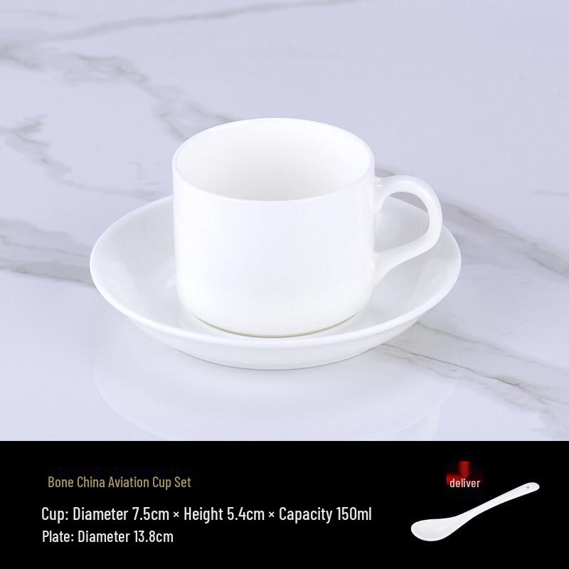 Luxurious Bone China Gold Rim Coffee Cup & Saucer Set - Pure White Ceramic English Style for Hotels and European Coffee Service