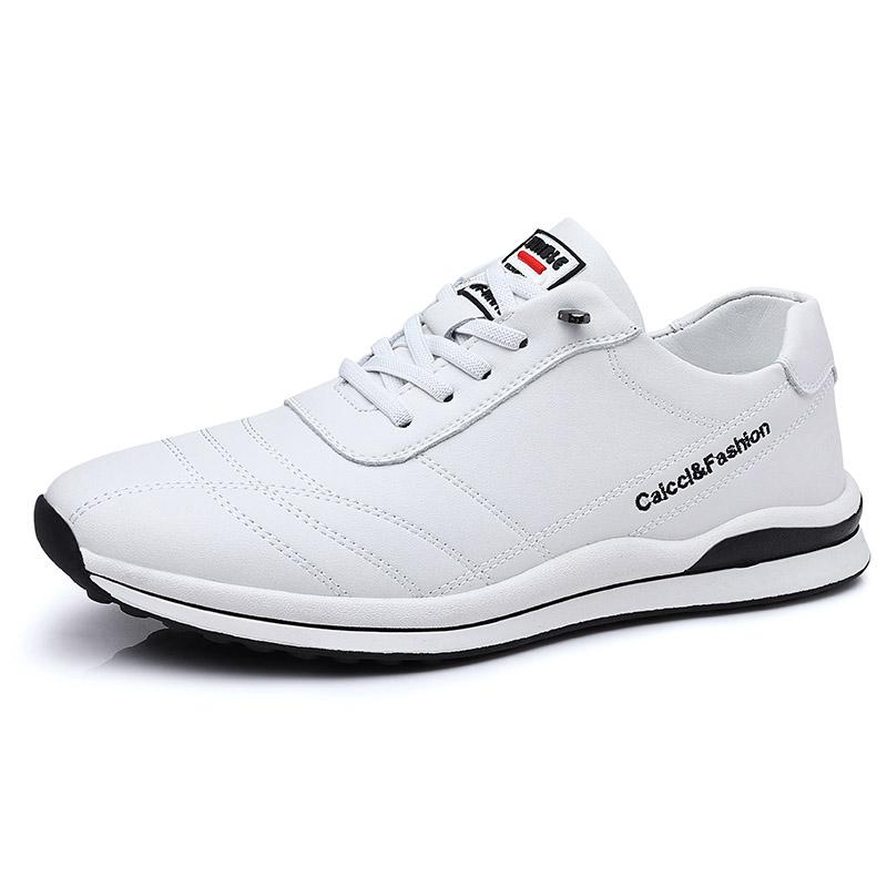 

Модная новинка Повседневная кожаная обувь для мужчин Удобные мягкие мужские кроссовки Уличные мужские кроссовки Высококлассная модная обувь для трекинга 44 белый