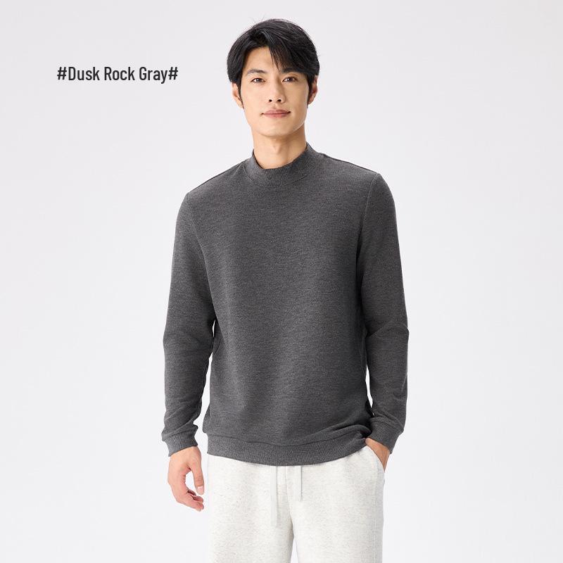 Men s Autumn/Winter Chunky Knit Snowflake Velvet Warm Long Sleeve Semi-High Neck Base Layer XXL