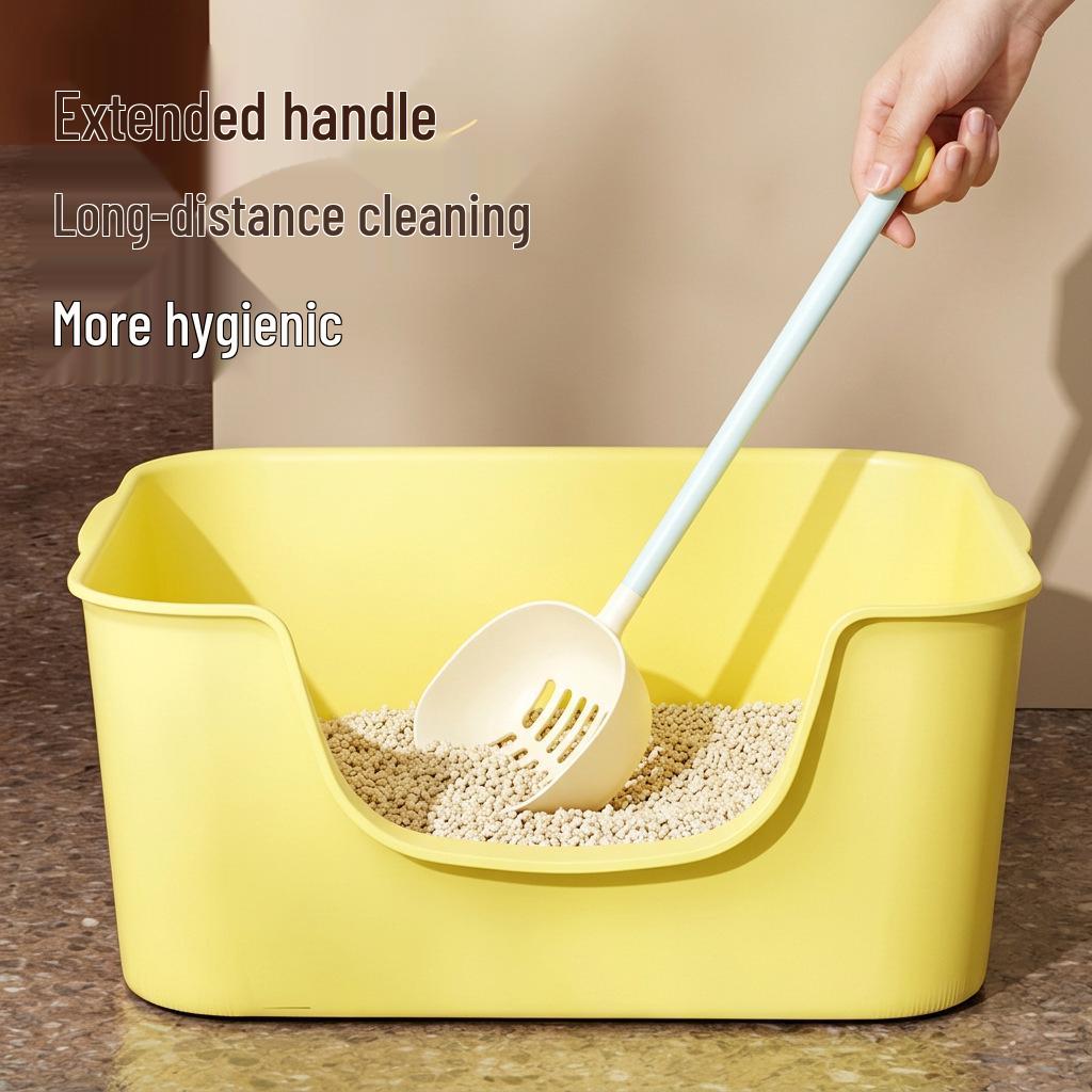 Long Handle Cat Litter Scoop, Large Capacity, Thickened, Sifting Poop Picker with Contrasting Color