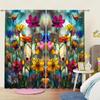2-Panels Colored Chrysanthemum Glass Curtains   Versatile Design Suitable for Any Style   Creating a Peaceful Living Space
