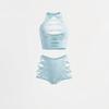 Women Sexy See Through Hollow Out Sleeveless Hip Hugger Sex Lingerie Set