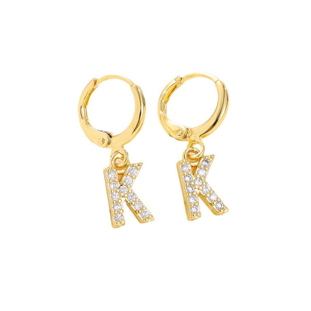 European and American Fashion Gold-Plated Zircon Letter Earrings for Women