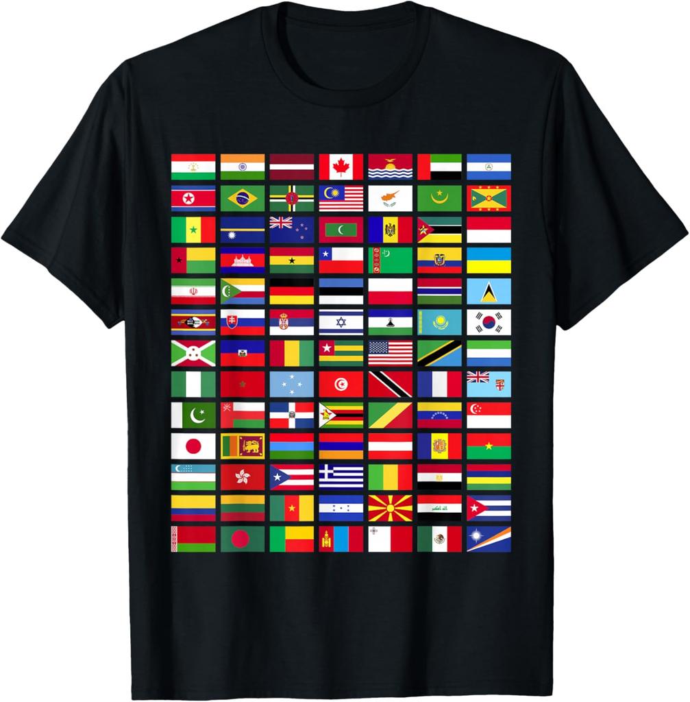 T-shirt Grafica Collage di Bandiere del Mondo