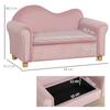 Children's Sofa, Two-Seater for Children 3-5 Years, Storage Space, Natural Wood Frame, 84 x 41.5 x 48.5cm, Pink