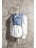 2024 Women's Two-Piece Fashion Set: Irregular Denim Vest with Puff Sleeve Shirt