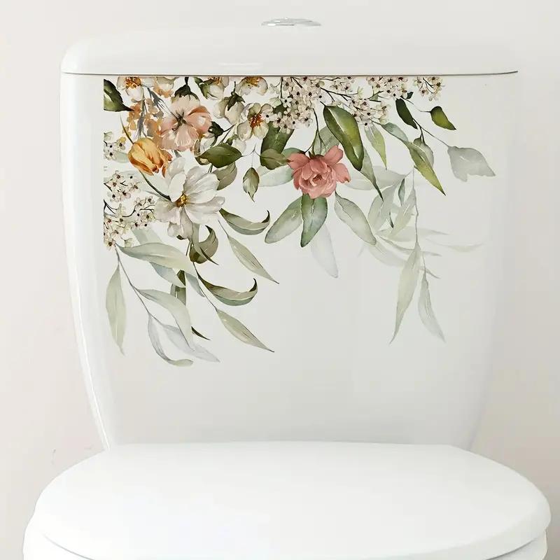 1pc Plant Toilet Sticker, Fresh Flowers Decals, Removable Waterproof Stickers, Vinyl Sticker, Suitable For Decorating Toilets An