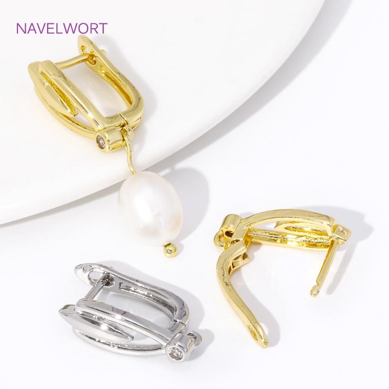 Trendy 18K Gold Plated Shvenzy Earring Hooks,Inlaid Zircon Earring Fixtures,For Jewelry Making DIY Handmade Crafts Wholesale