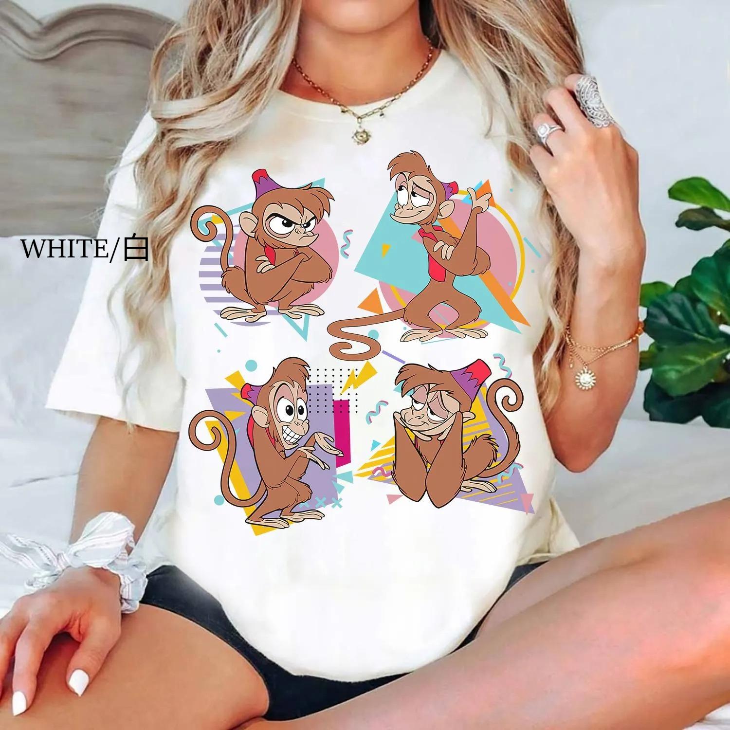 Retro 90s Style Funny Abu TShirt Aladdin Shirt Abu Cute Pose Shirt land Family Matching Shirt Women Cotton S