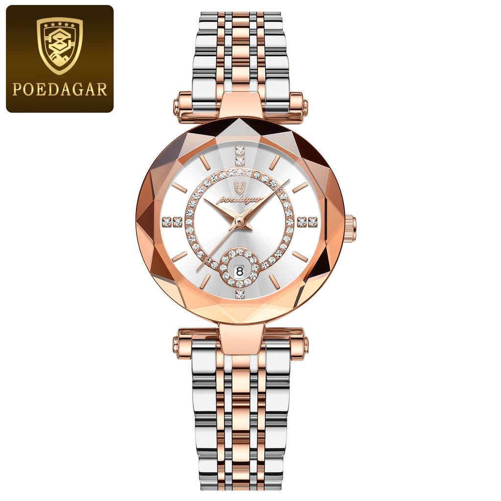 POEDAGAR Luxury Brand Women's Watches Waterproof Stainless Steel Date Ladies Wristwatch Fashion Elegant Quartz Watch Reloj