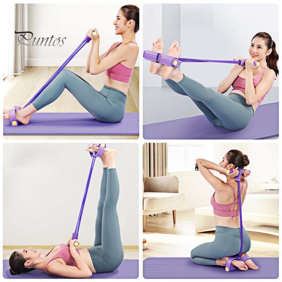 Core Strength Training Tool Figure 8 Resistance Band 6-Tube Pedal Puller with Handle Multifunction Elastic Yoga Muscle Tension Relief Strap