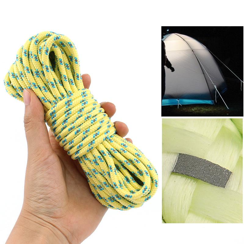 Outdoor Tent Accessory: 10M Reflective Rope, 5mm Thick, Ground Pegs, Windproof Guyline, Clothesline, Awning