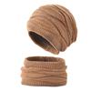 Berretti invernali in pile Skullies Set per donna e uomo Cappello termico in velluto lavorato a maglia con sciarpa Cappelli da sci da esterno antivento da uomo