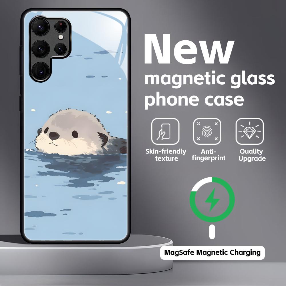 cute Otter Phone Case For Samsung S26 S25 S24 S23 S22 S21 Plus Ultra Note20 Glass Magnetic Case