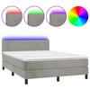 Exclusive House - LED Bed Slat Base with Mattress Light Grey 140x190 Cm