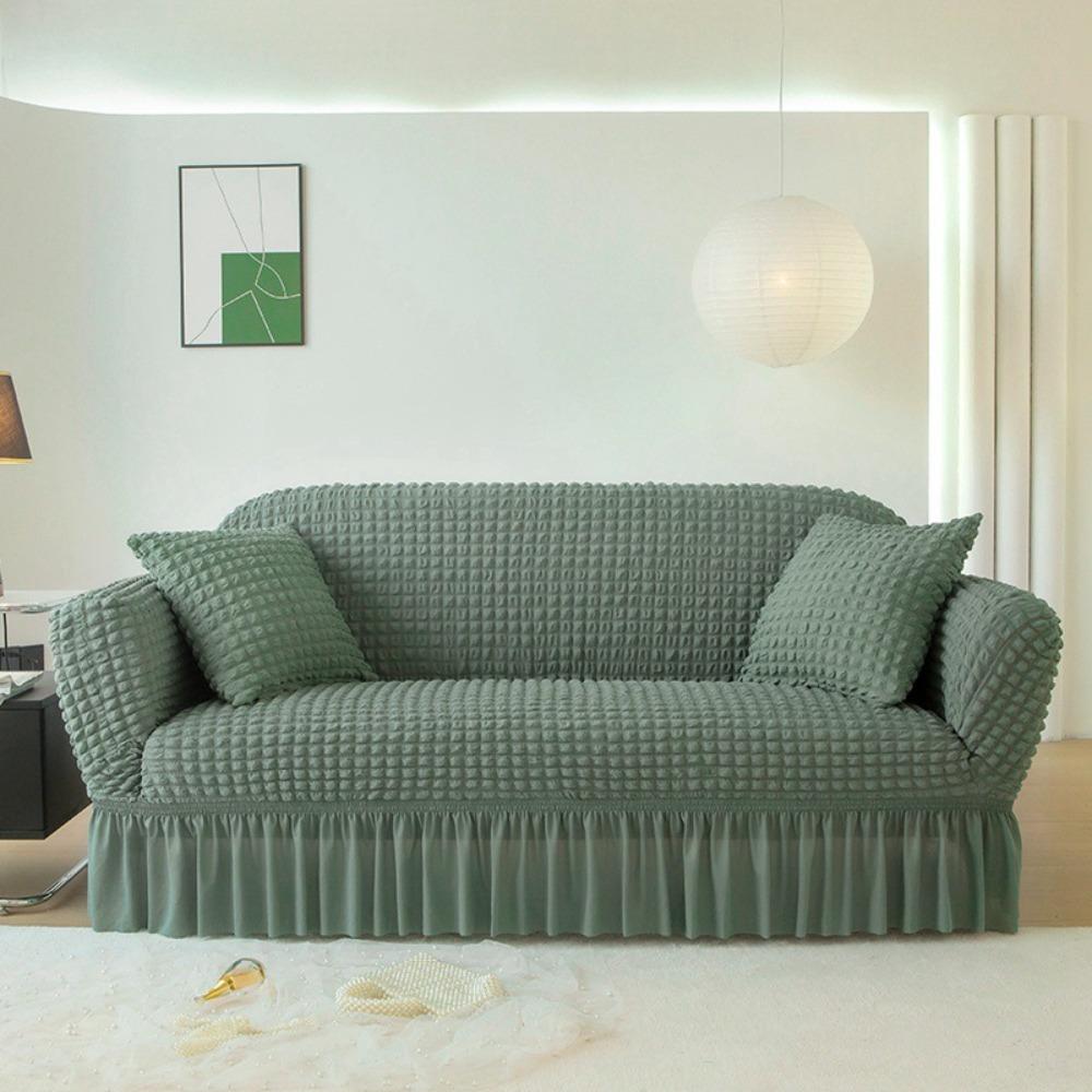 Premium Thick Bubble Gauze Sofa Cover Full Elastic Lace Universal Fit Sofa Protector All Season