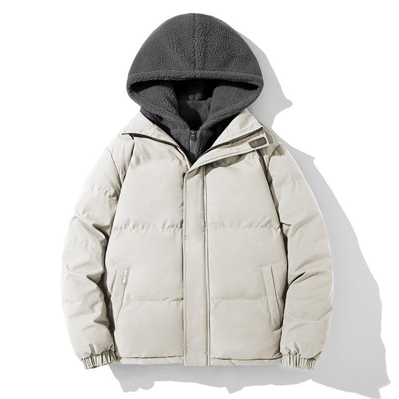 Fake Two-piece Cotton-padded Jacket for Men In Winter, Loose and Thickened Warm Fleece Cotton-padded Jacket, Hooded Cotton-padded Jacket. M