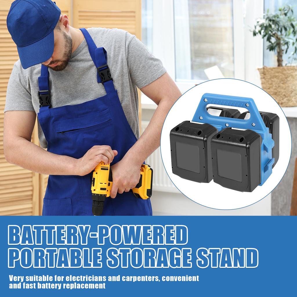 4-Slot Battery Holder for Makita 18V&14.4V Portable and Rugged Battery Storage Case Handle Equipped for Electrician Carpenter