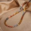 Schmuck Retro Temperament Design Halskette Galvanisierte Farbe Gold Kubanische Kette Set Damen