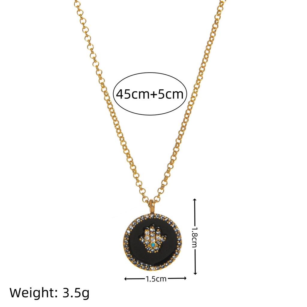Trendy Evil Eye Drip Oil Coin Necklace - Versatile Retro Clavicle Chain