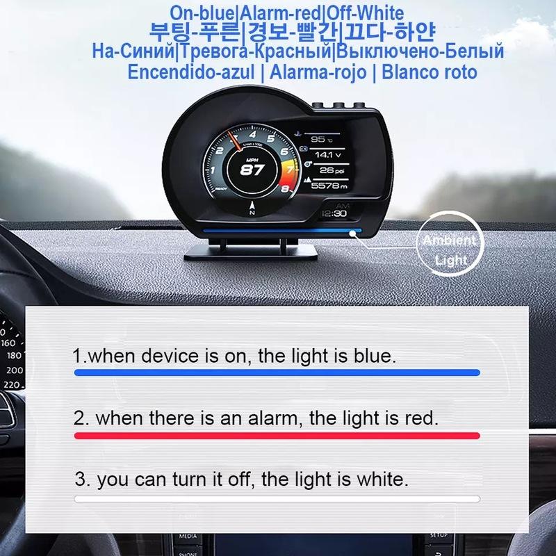 Universal A501 OBD2 Auto Meter Car HUD Turbo Gauge Car Head Up Display Smart Digital Security Alarm Water&Oil Temp RPM