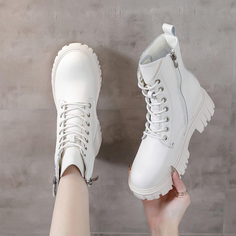 Vnitřní zvýšení Martin boots dámské jarní nové krátké boty s tlustou podrážkou krátké kožené boty s tlustým podpatkem britský styl boty dámské