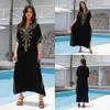 "European & American Embroidered Cotton Maxi Skirt: Women's Beach Sun Protection Robe"