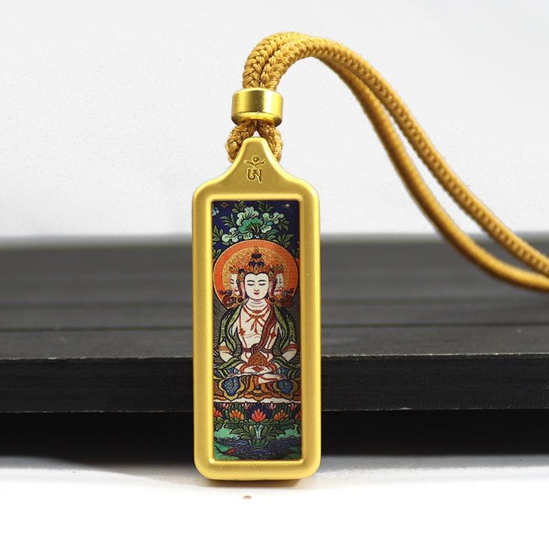 Sacred Tara Thangka Necklace Gold Plated for Spiritual Growth and Protection