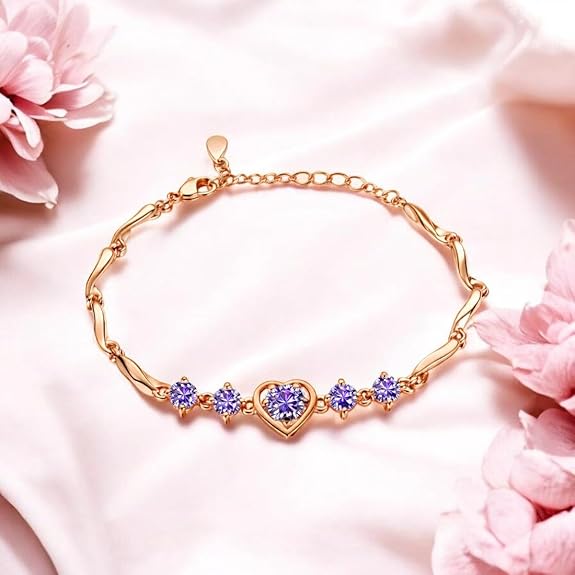Women's Rose Gold And Silver Plated Heart Shape Bracelet For birthday Gifts