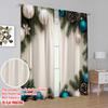 2pcs,2D Plane Printing Pattern Curtains Blue White Pine Christmas (3) 100% Polyester (without Rod) Holiday Use for Bedroom,