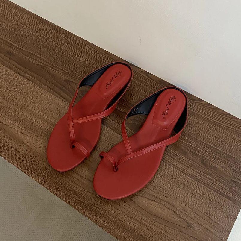 Fashion Bailamos Summer Square Low Heel Women Slipper Fashion Narrow Band Ladies Sandal Outdoor Beach Casual Slides Shoes Big Size 40