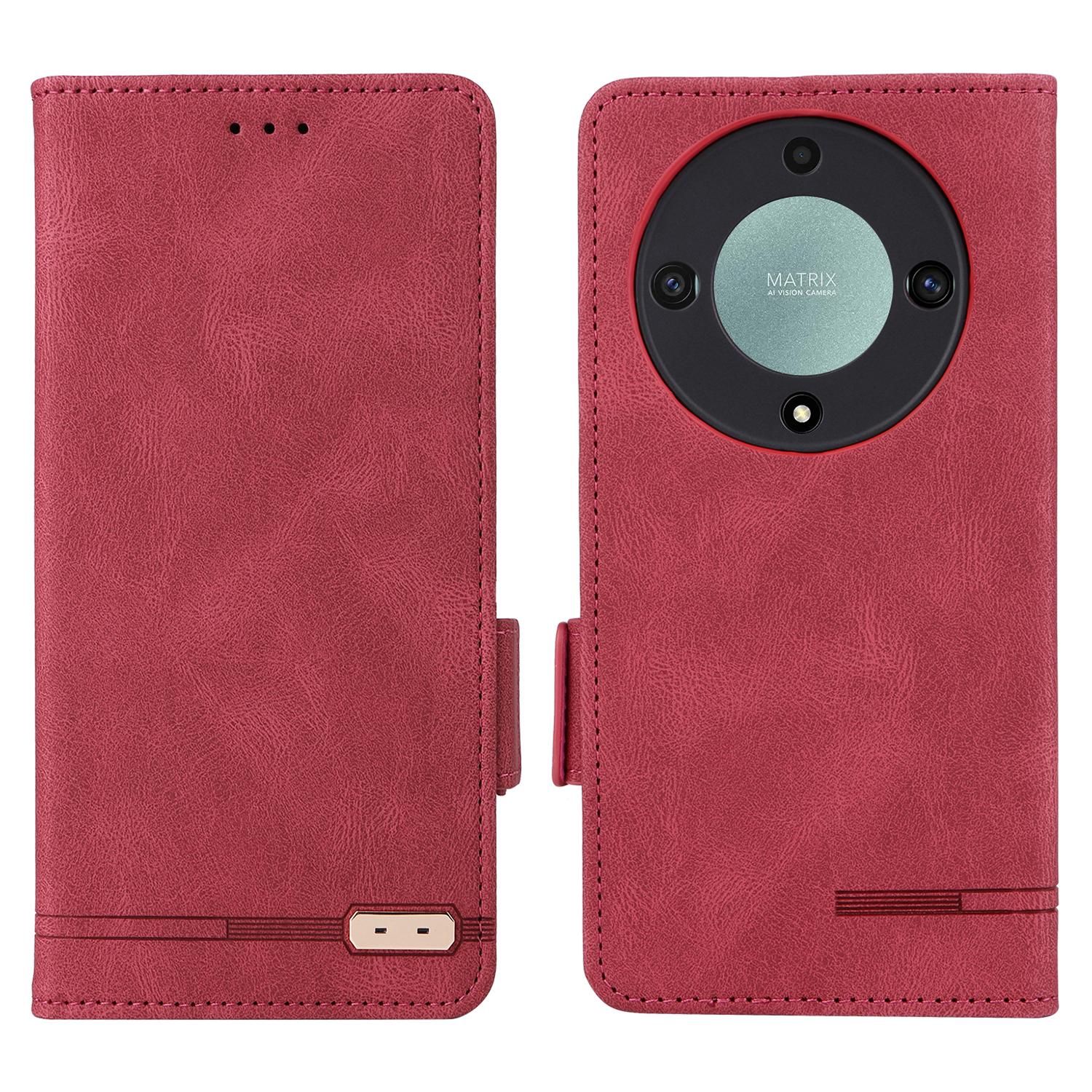 

Чехол для телефона Honor Magic5 Lite 5G/X9a 5G/X40 5G из ПУ кожи с аппаратным декором, подставкой и кошельком Rose