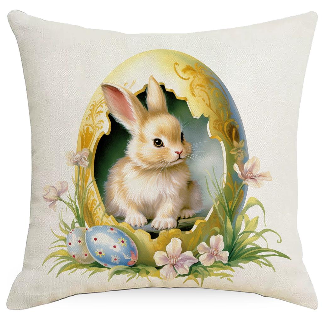New Fashion Easter Cartoon Rabbit Easter Egg Pattern Series Cushion Cover 45cm Printed Home Decoration Sofa Pillowcase